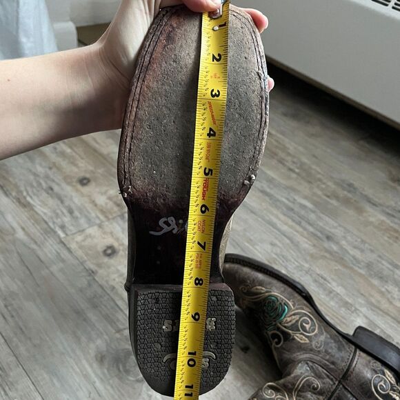 Soto Boots Women's Cowgirl Boot Turquoise Rose Inlayed Western Size 8 Brown Blue - Picture 9 of 11